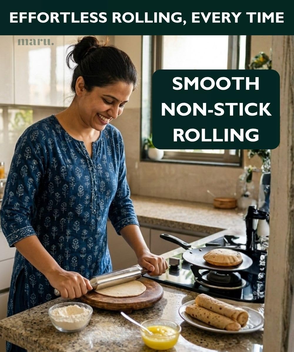 Maru Stainless Steel Rolling Pin - Chapati & Roti Roller -5 Maru Stainless Steel Rolling Pin - Chapati & Roti Roller -5
