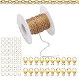 Topacket 33Feet 18K Gold Stainless Steel Necklace Chains Cable Link Chains for Jewelry Making DIY Craft Kit with Lobster Clasps Jump Rings