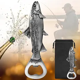 LULLEA Abridor de garrafas de cerveja truta peixe, presentes de cerveja para pescadores, acessórios de pesca de presente, presentes decorativos de peixe para homens pescadores, presente de dia dos