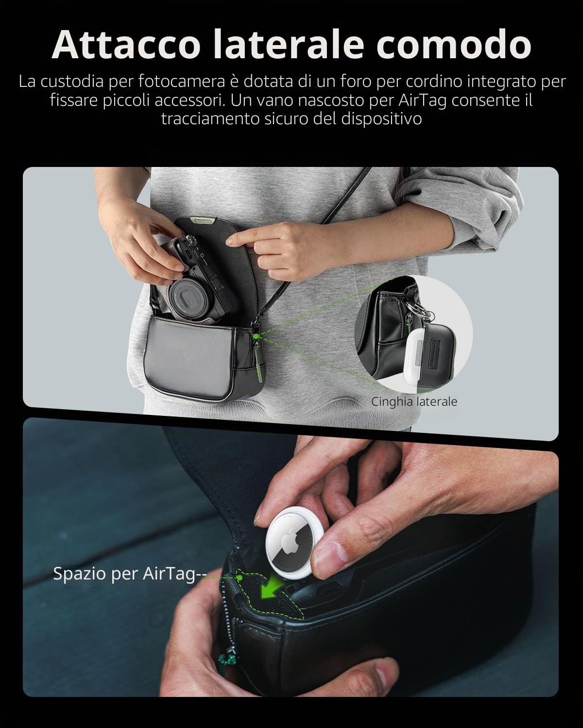 SMALLRIG Custodia per fotocamera digitale con supporto da spalla, custodia protettiva a tracolla | per Ricoh GRIII /GRIIIX/GRIII HDF/GRIIIX HDF/GRIV, per Sony ZV-1F/ZV-1, per DJI Action 4/5/6, per Insta360 Ace Pro/Ace Pro2