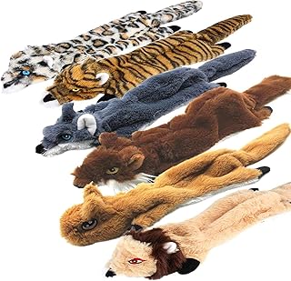 Newthinking No Stuffing Squeaky Dog Toys, 6 Pack Indestructible Plush Toys for Small to Large Dogs