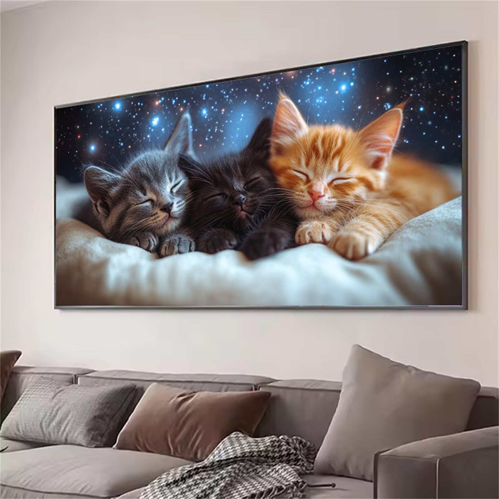 Diamentowa sztuka, gwiaździste niebo, zestaw do malowania diamentami 5D, kot, duży diament, sztuka dla dorosłych, dla początkujących, DIY, kwadratowe, pełne wiercenie, haft krzyżykowy, stras, kryształ