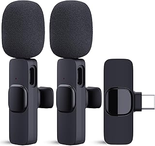 HITROLINK Wireless Lavalier Microphone for Android, Dual Lavalier Microphone for Video Recording, Interviews, Live Streaming, YouTube, TikTok, Vlog, Plug-Play Lapel Mic Type-C