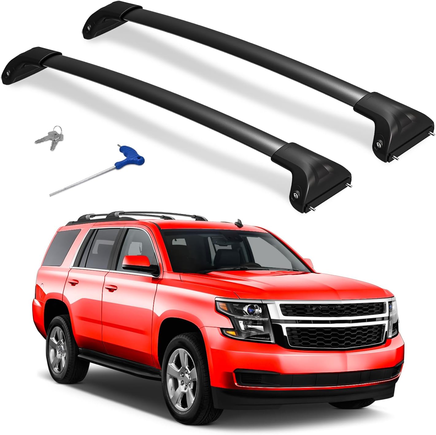 330lbs Lockable Roof Rack Cross Bars Fit for 2015 2016 2017 2018 2019 2020 Chevrolet Chevy Suburban, GMC Yukon/Yukon XL, Cadillac Escalade/Escalade ESV, Aluminum Heavy Duty Roof Rails Crossbar for Chevy Suburban/Yokon L XL/Escalade 2015-2020