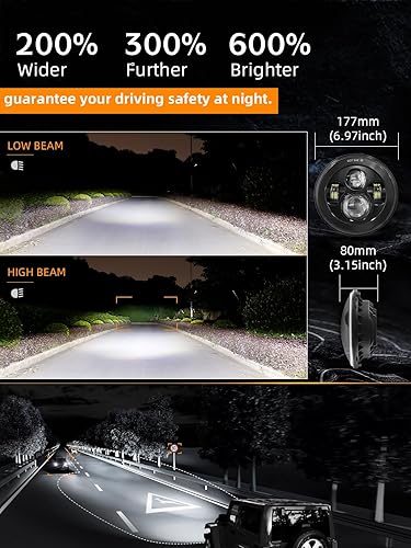 Miniatura 4 de UNI-SHINE 2 faros delanteros LED de 7 pulgadas, luz alta y baja, aprobados por DOT, faro redondo de 7 pulgadas, faros delanteros LED H6024,