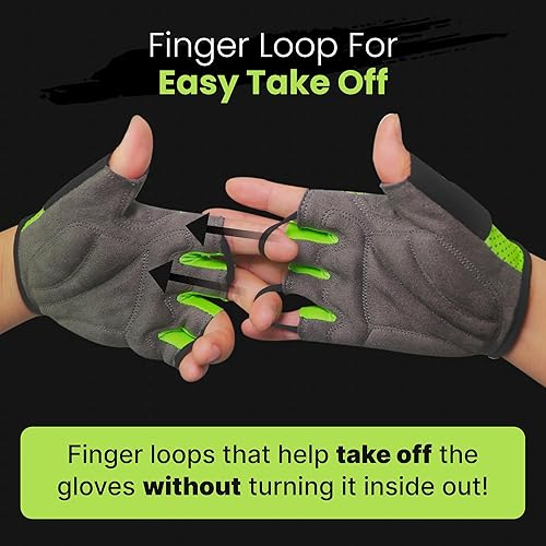 Miniatura 8 de Guantes de ciclismo, guantes de bicicleta de montaña, guantes de bicicleta Antideslizante, absorción de golpes, acolchado, transpirable, medio dedo