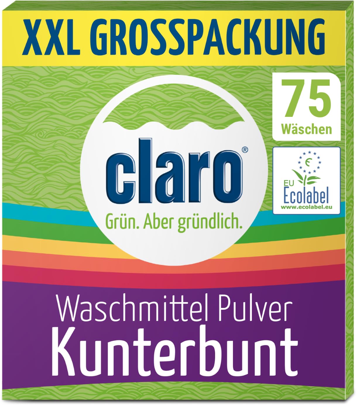 claro Kunterbunt 2,2 kg proszek do prania – opakowanie XXL wystarczające na 75 prań – proszek do prania kolorowych ubrań w pralce