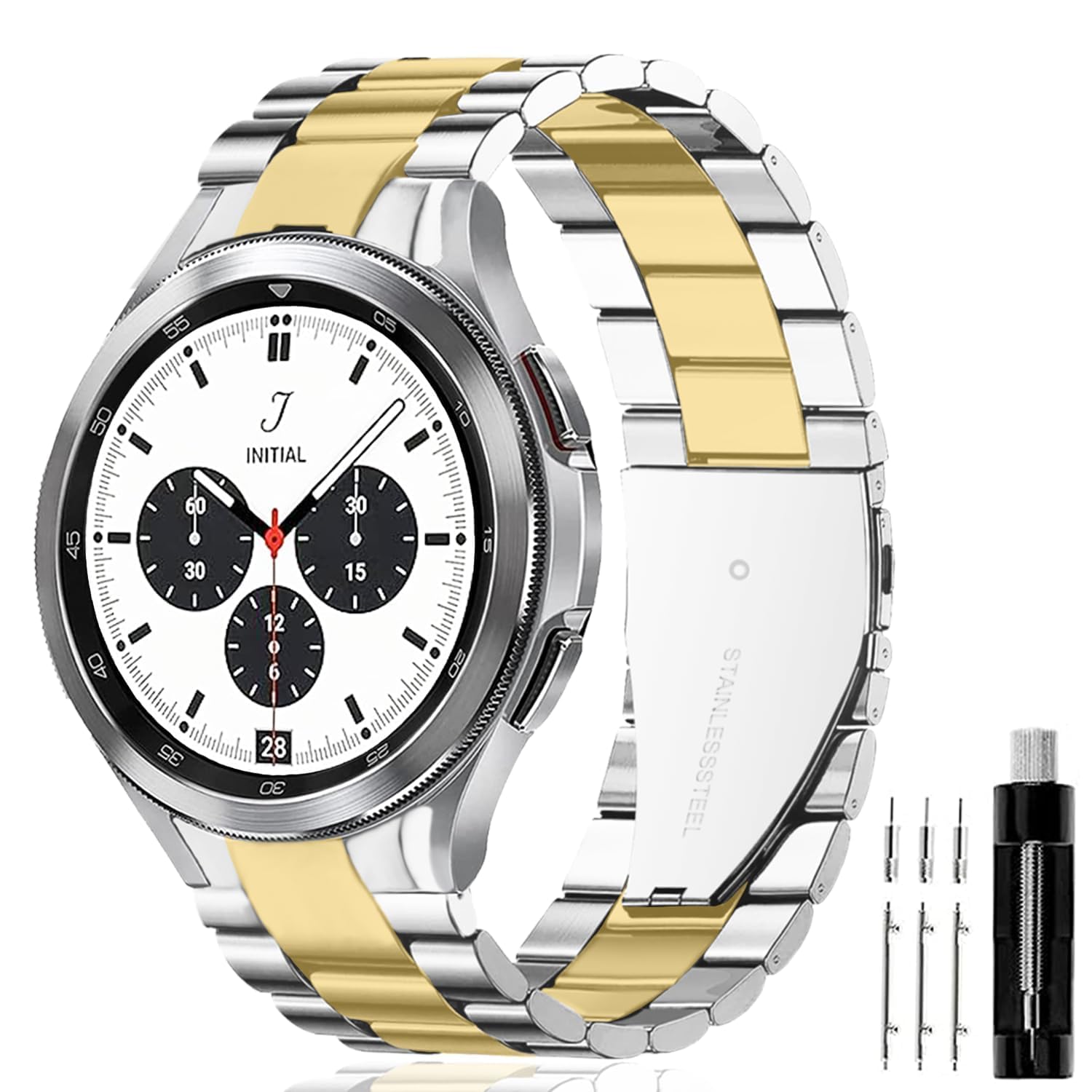 GOLDTOLUCK No Gap Stainless Steel Band Compatible with Samsung Galaxy Watch 8 7 6 5 4 Classic FE Pro Ultra 40mm 44mm 46mm 43mm 47mm 45mm 42mm
