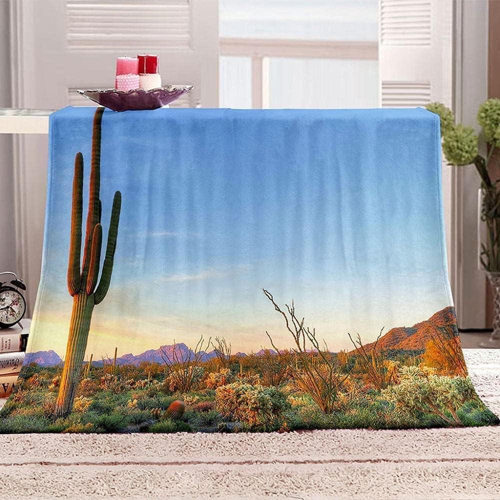 Nature Gobi Throw Blanket 3D Nature Gobi Microfiber Fleece Blanket Warm Soft Plush Throw Blankets for Sofa Couch Bed Sofa Chair, Flannel Blanket 200 x 200 cm for Teens Adults C520