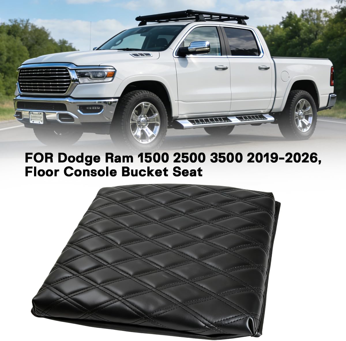 Center Console Cover for 2019-2026 Dodge Ram 1500-3500, Armrest Cushion for Floor Console/Bucket Seat, Leather Anti-Scratch, Easy Clean, 1.18" Thick | Ram 1500/2500/3500 Accessories, Armrest Cushion for Floor Console/Bucket Seat, Leather Anti-Scratch, Easy Clean, 1.18" Thick