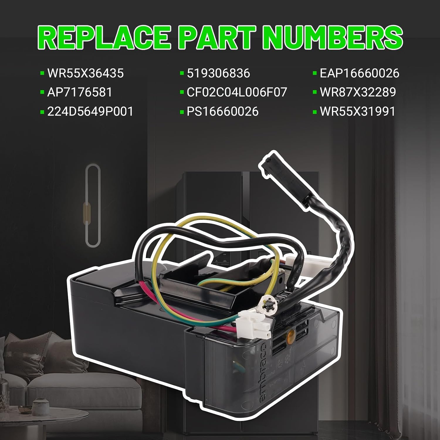LEAPTREND WR55X36435 Refrigerator Inverter Control Board Compatible with Embraco Controller GE Refrigeration CGE29DP2TBS1 CVE28DM5NCS5 PVD28BYNFS, Replaces WR87X32289 WR55X31991