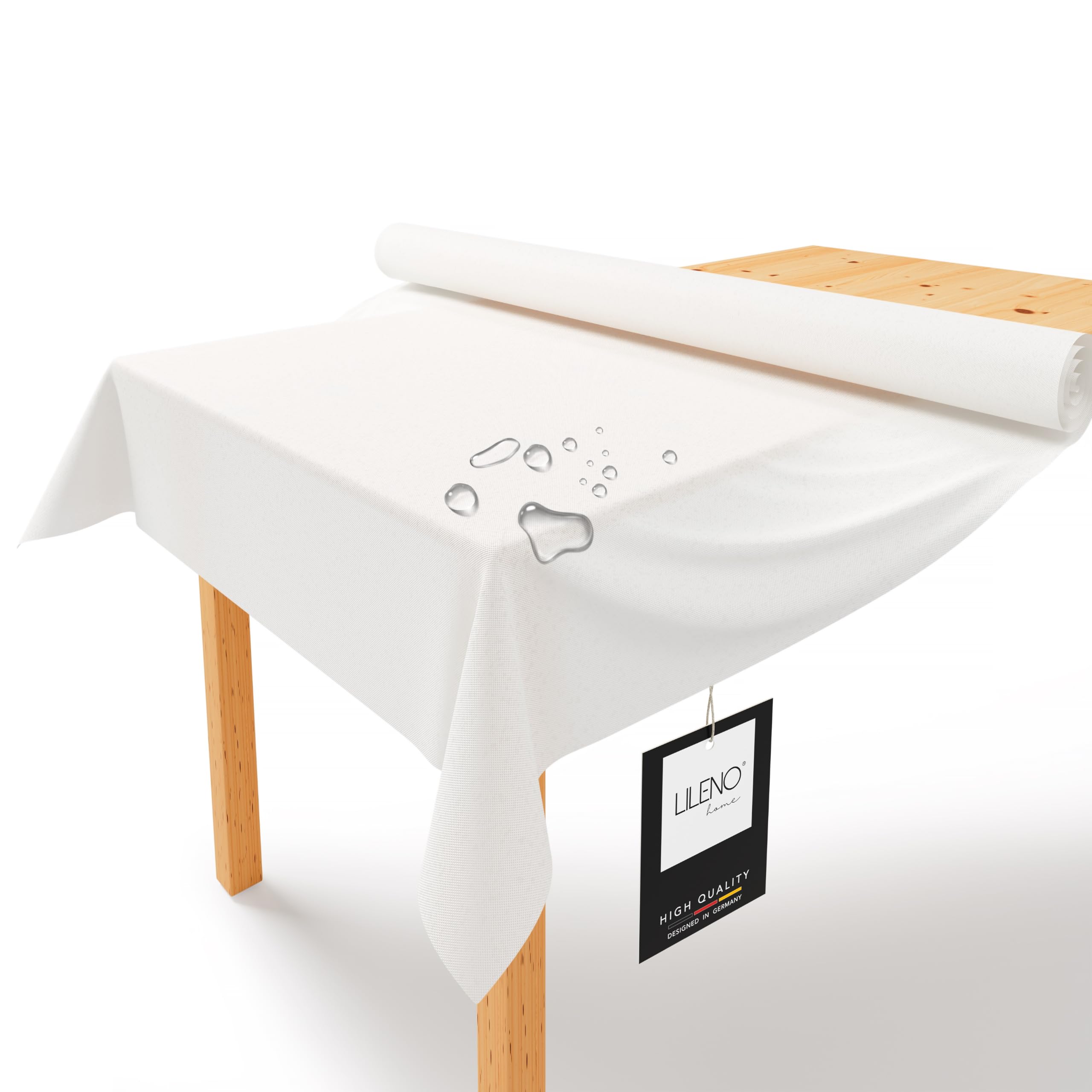 LILENO HOME Tischdeckenrolle 1,10 x 25 m - Tischdecke Weiß aus Vlies | Stoffähnlich, abwaschbare Tischdecke als Rolle, Meterware Tischtuchrolle
