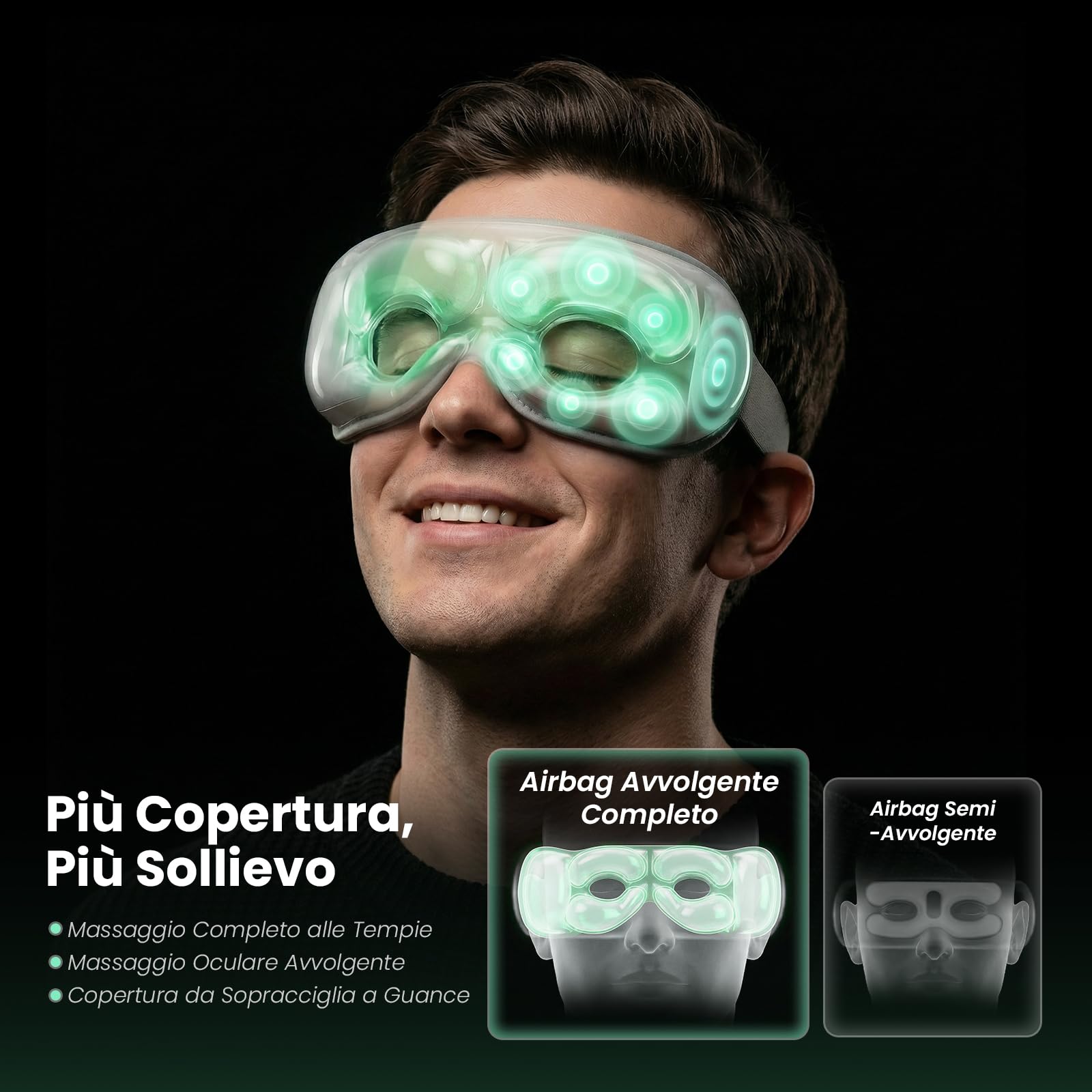Bob and Brad EyeOasis 3, Massaggiatore per occhi con calore e freddo, maschera per occhi con pressoterapia e musica, per calmare la secchezza oculare e l'emicrania, idea regalo