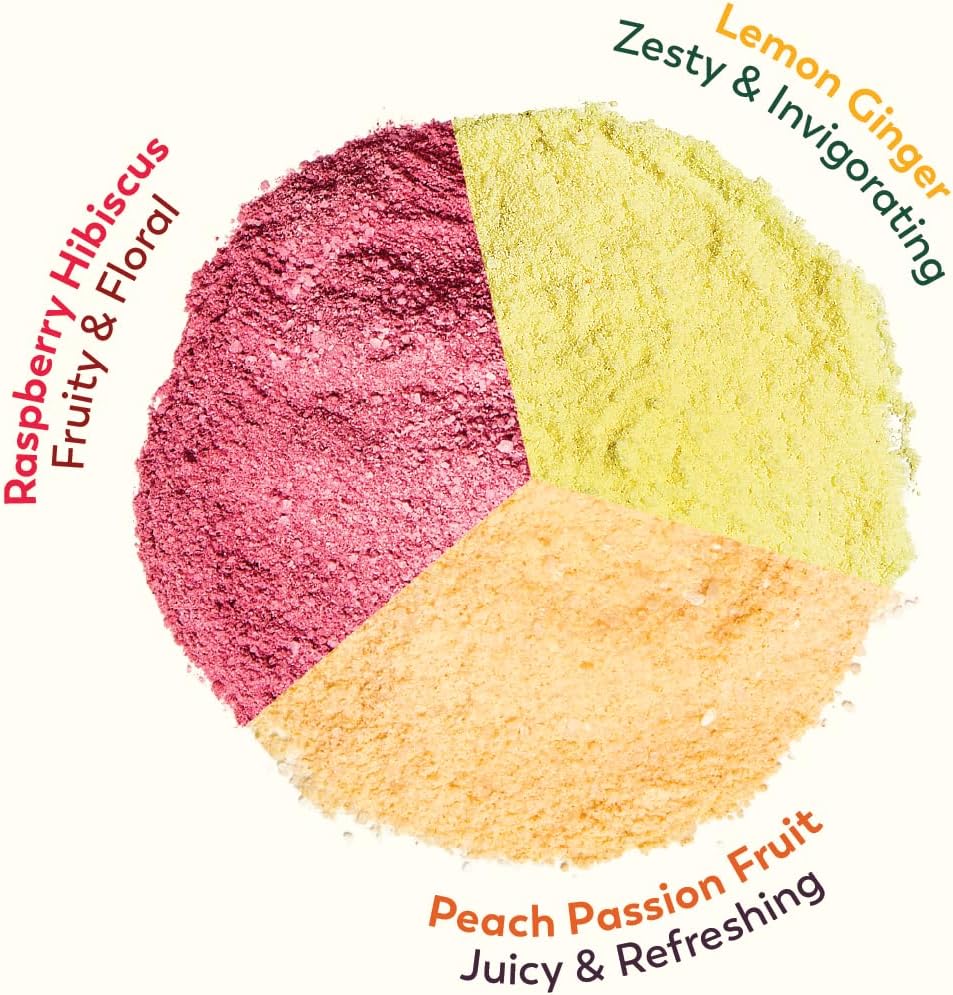 Rasa Hydration Adaptogen Powder Variety Pack | Electrolyte Mix for Rapid Hydration & Stress Support | Ginseng, Real Fruit & Coconut Water | Peach Passion, Lemon Ginger & Raspberry Hibiscus | 15 Pack