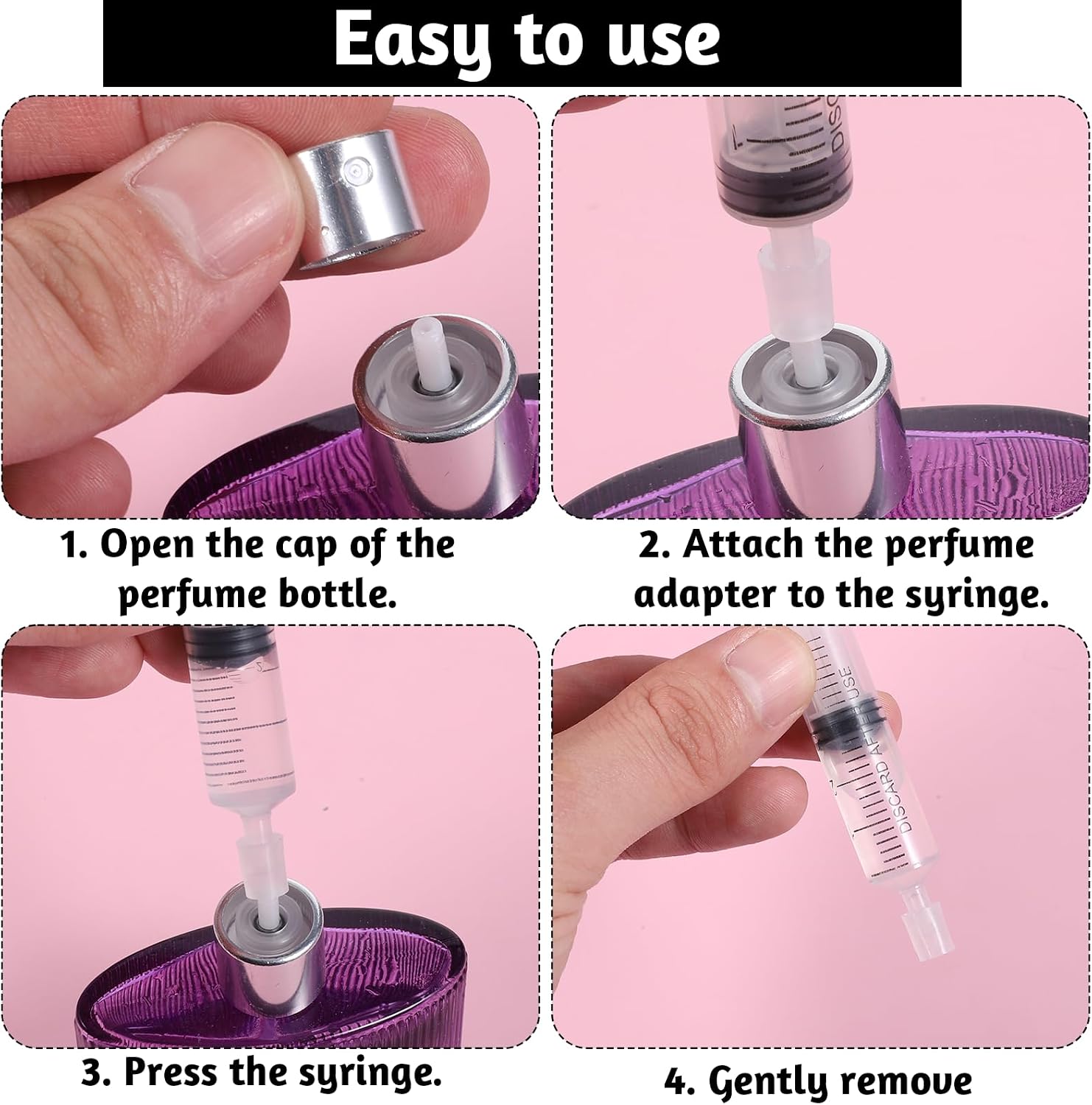 100 Pcs Perfume Syringe Extractor Perfume Refill Tool Adapters Plastic Liquid Adapter Applicator Adapter for Perfumes Transfer to Empty Bottles, Travel Refillable Atomizers Spray Bottle