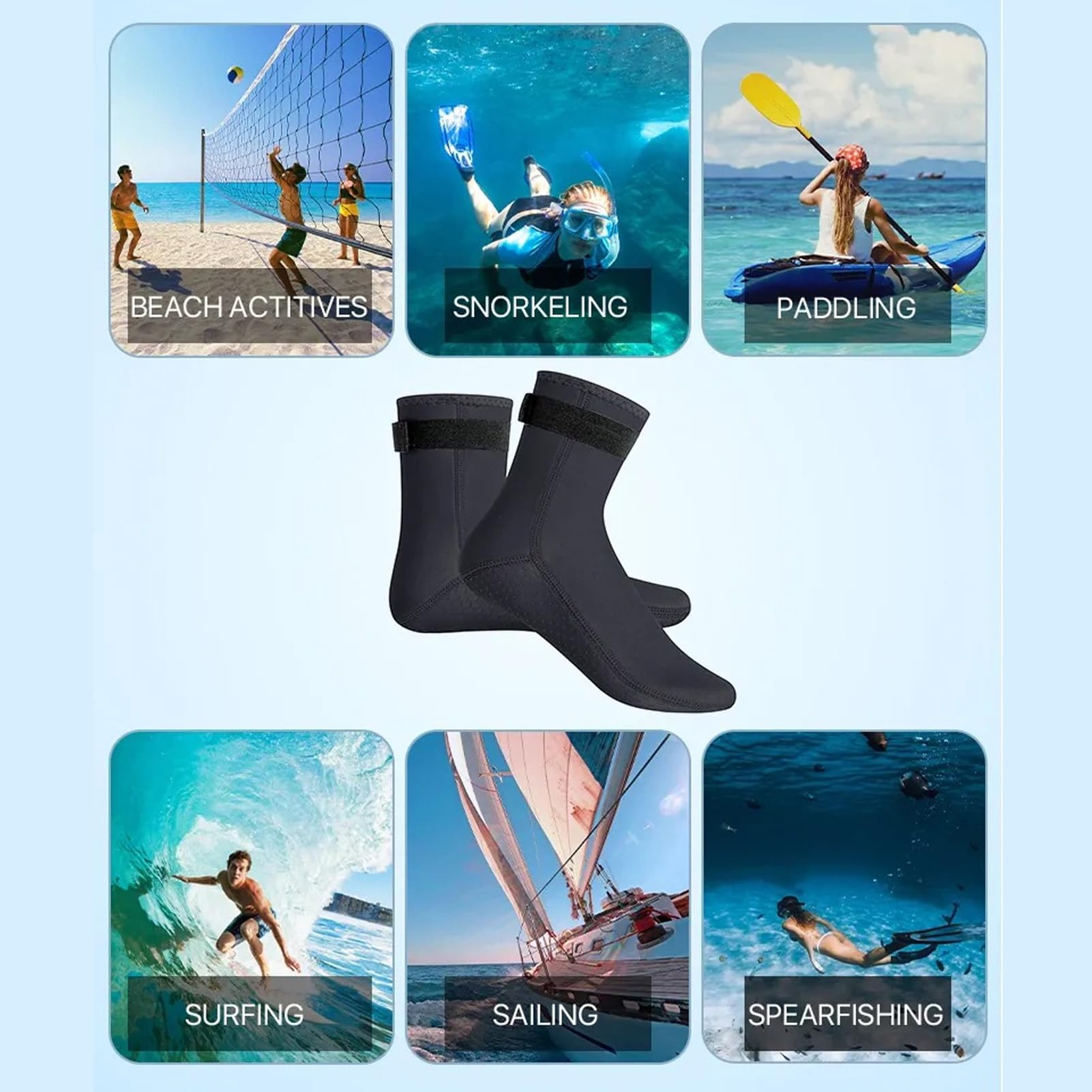 Honio Beach Socks, Comfortable 3mm Diving Socks Versatile Neoprene for Diving (S)