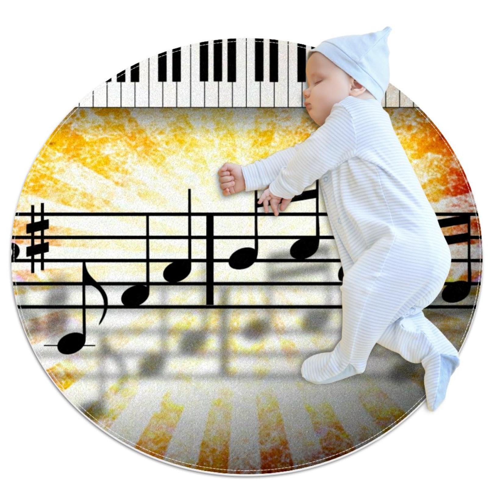 Tapis de salle de bain antidérapant imprimé piano et notes grunge 1m