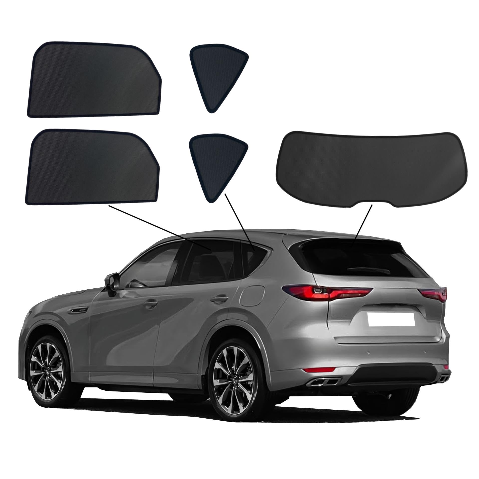 Premium SunClip Auto Sicht- & Sonnenschutz kompatibel mit Mazda CX-60 2022- INKL Tasche
