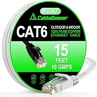 Vista 39 de Cable Ethernet Cat 6 de 30 pies, para interiores y exteriores, cable de red plano de Internet de alta velocidad de 10 Gbps, cable de conexión Negro