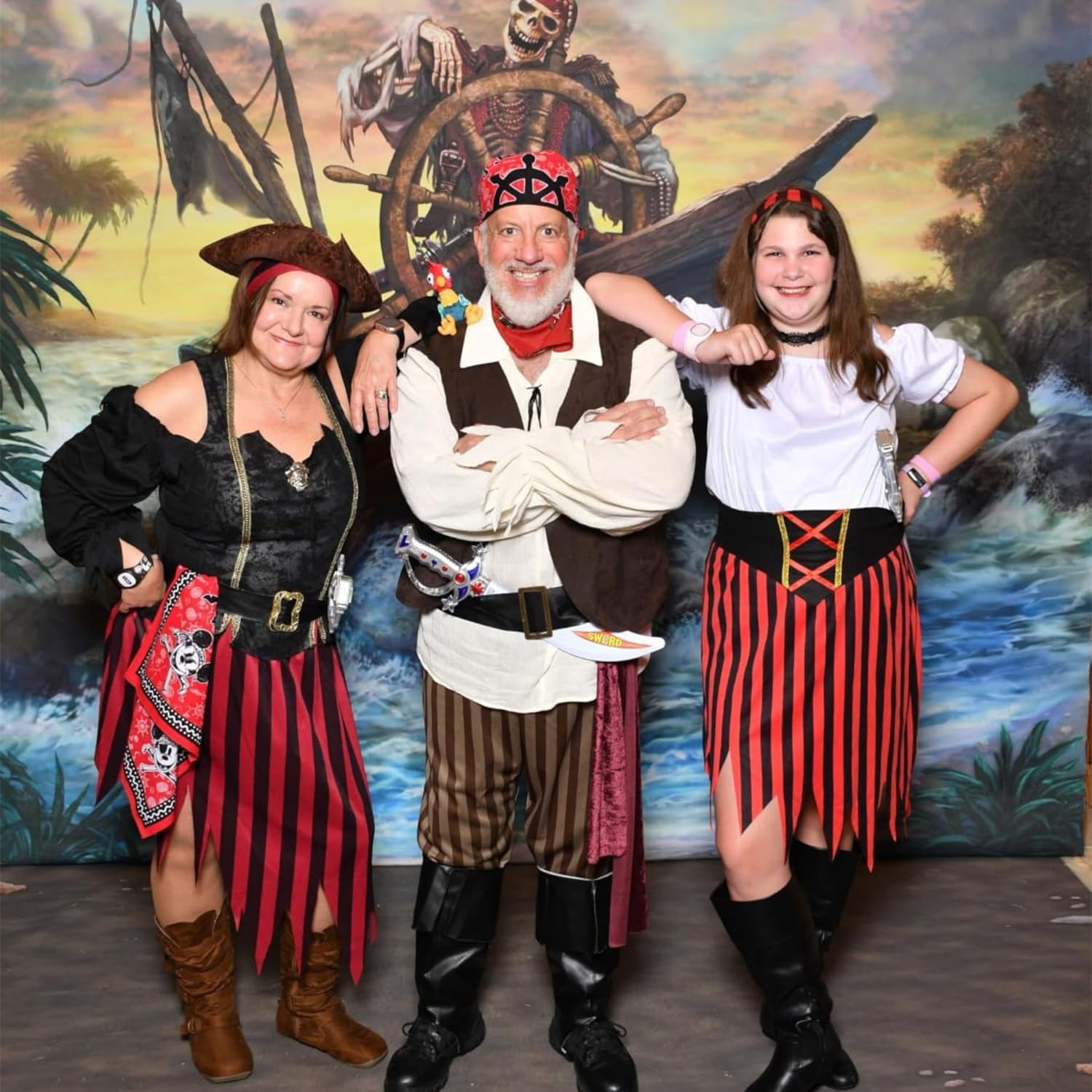 Wizland Women's Pirate Costume Outfit Ladies Pirate Dress Modest Style with Belt and Headpiece