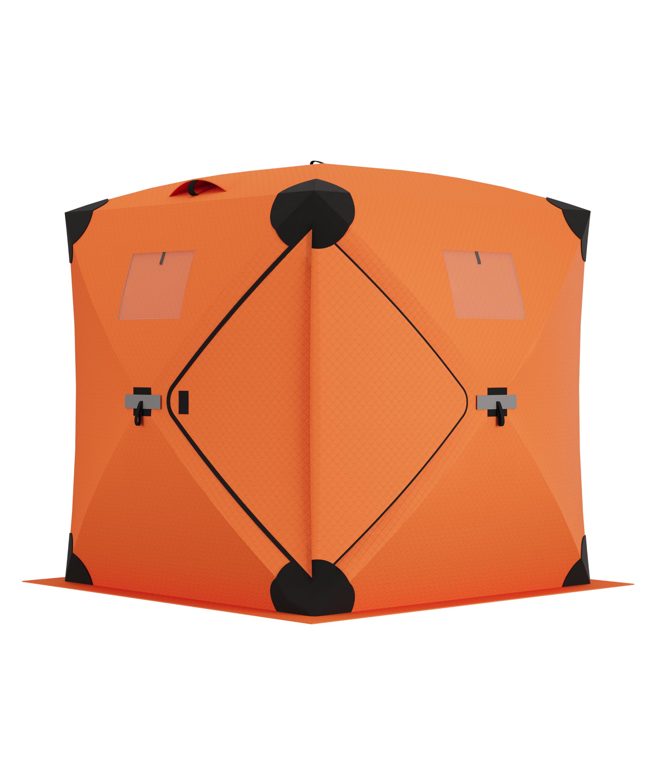 Portable Ice Fishing Shelter Tent - 3-4 Person Pop-Up Ice Shack, All-Weather Resistant & Windproof for Winter Fishing - Spacious Design (Orange)