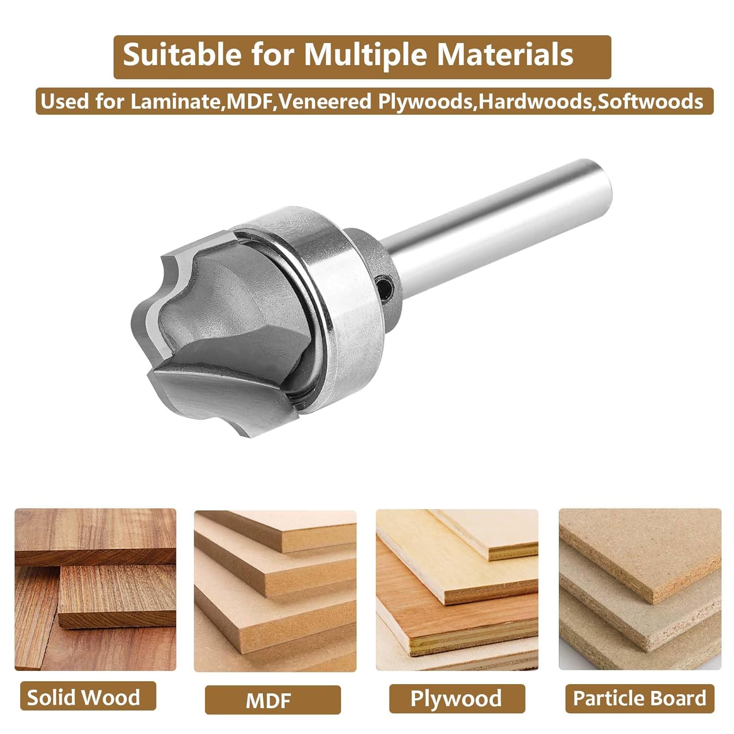SpeTool Juice Groove Router Bits with Bearing 1/8" Radius 1/4" Shank, Bowl and Tray Router Bit for Crafting Drainage Grooves, Decorative Edges and Custom Woodworking Projects