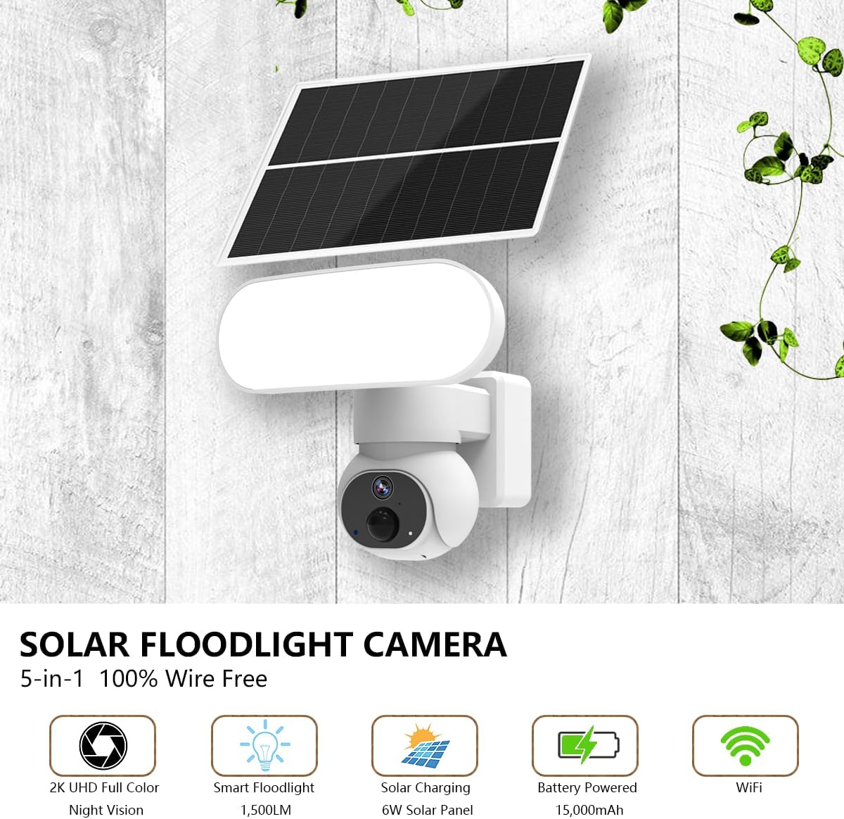 Sdstone YDS50 camera mounted on a wall with solar panel