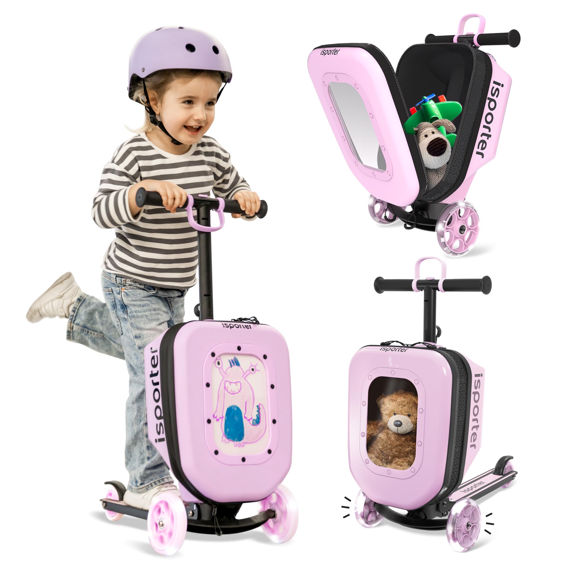 Photo 1 of **DAMAGED/LOOK AT LIVE PHOTO**
iSporter Luggage Scooter for Kids Ages 2-5 or 3-5 | Ride-On Suitcase Scooters for Boys Girls | Foldable & Height Adjustable, 110 lbs Max