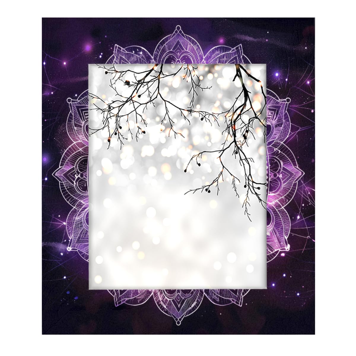 OSAM SPACEPurple Mandala Flower Picture Frames for 8x10 inch, Indian Wooden Picture Frame with Stand Table Top Wood Photo Frame for Wall Hanging Home Decoration Office Hotel