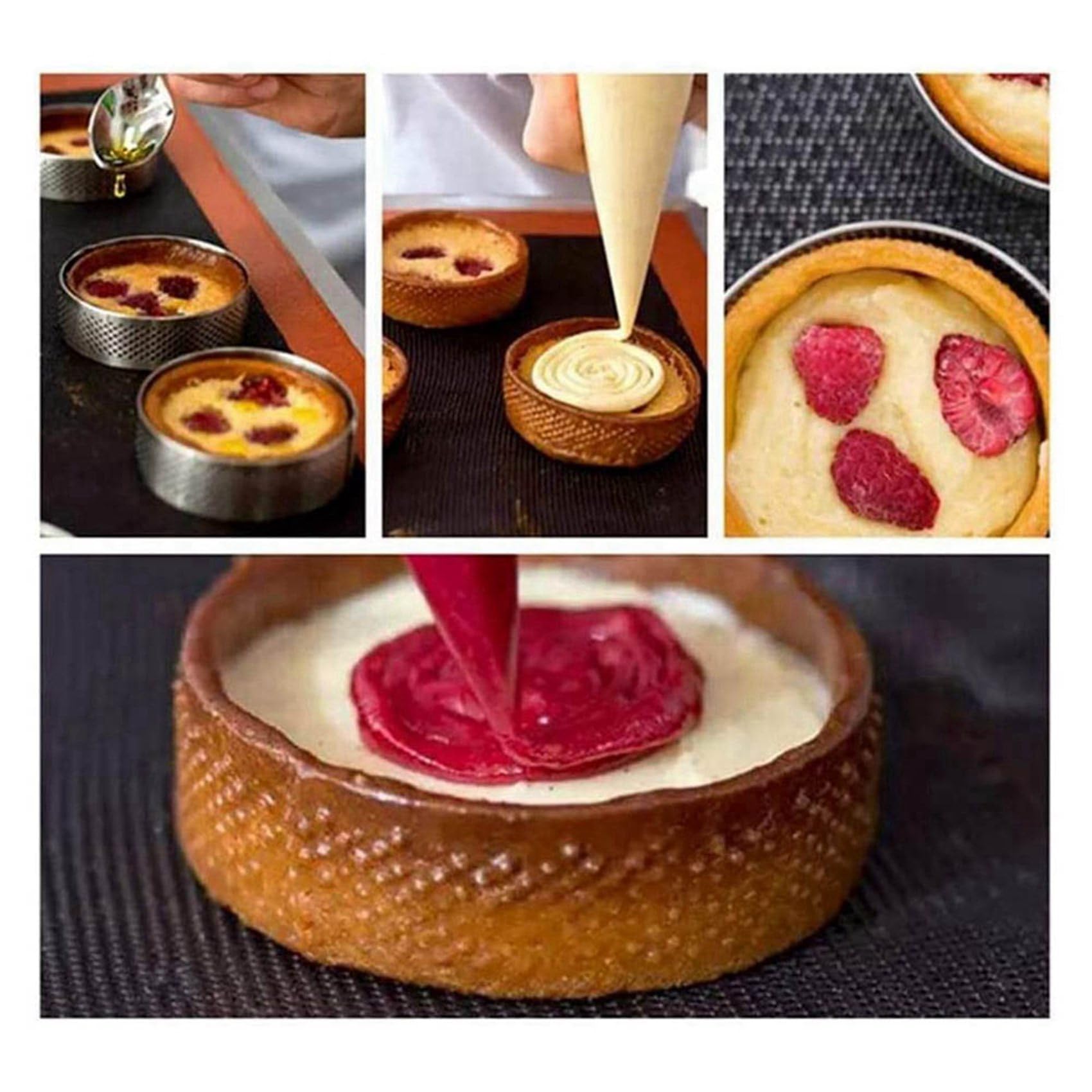 Lot de 45 anneaux à tarte ronds en acier inoxydable perforés à chaud