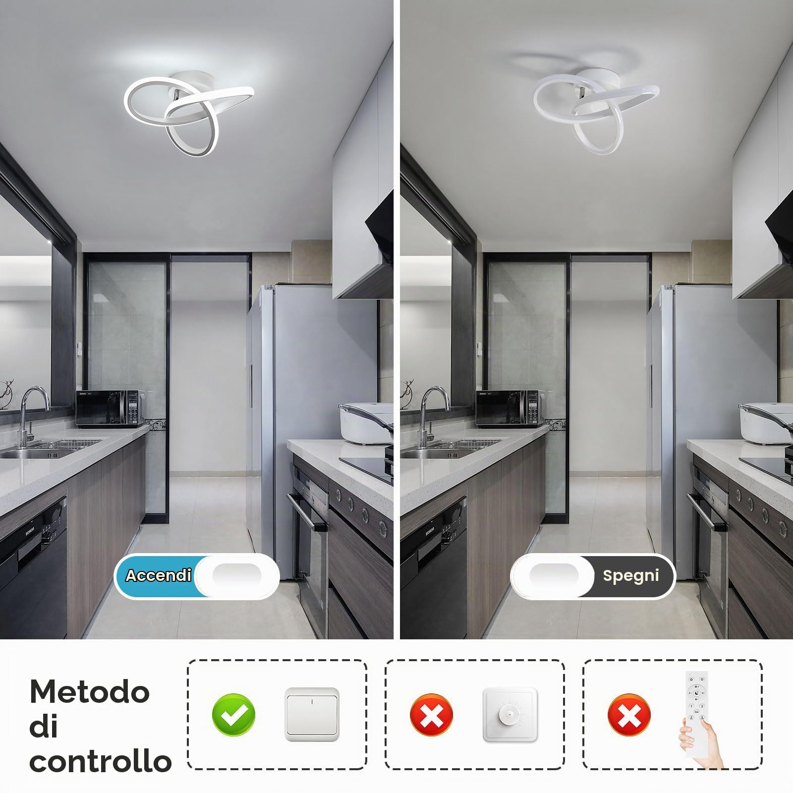 Osairous 2 Pezzi Plafoniera LED Soffitto Moderno, 22W 2475LM Lampadario LED Camera da Letto, Lampada da Soffitto Soggiorno Bianco Design Fiore per Cucina Corridoio, Bianco Freddo 6500K, 25CM