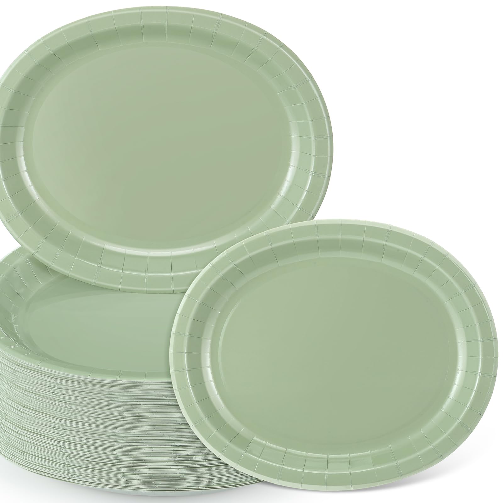 Assiettes à thé printanières vert sauge pour pique-nique et repas en plein air