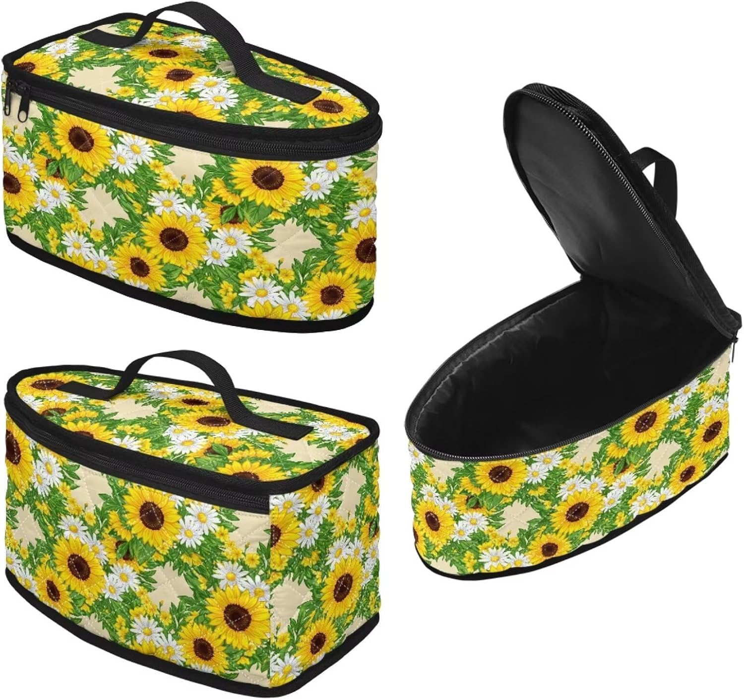 Quilted Steam Iron Case Sunflower Daisy Print Travel Iron Organizer Handheld Steamer Holder with Handle Waterproof Travel Accessories, Case Only