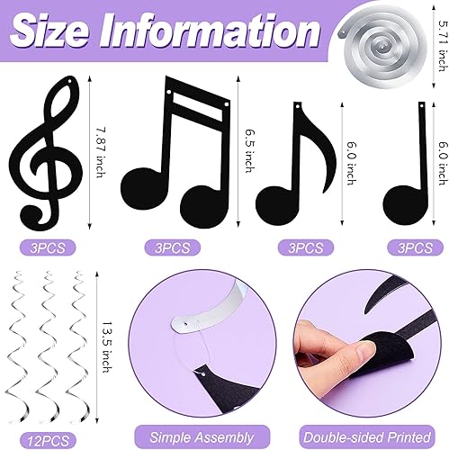 Miniatura 2 de 24 piezas de registro de notas musicales colgantes, registro de remolinos y música, letrero de decoración de pared con remolinos colgantes para