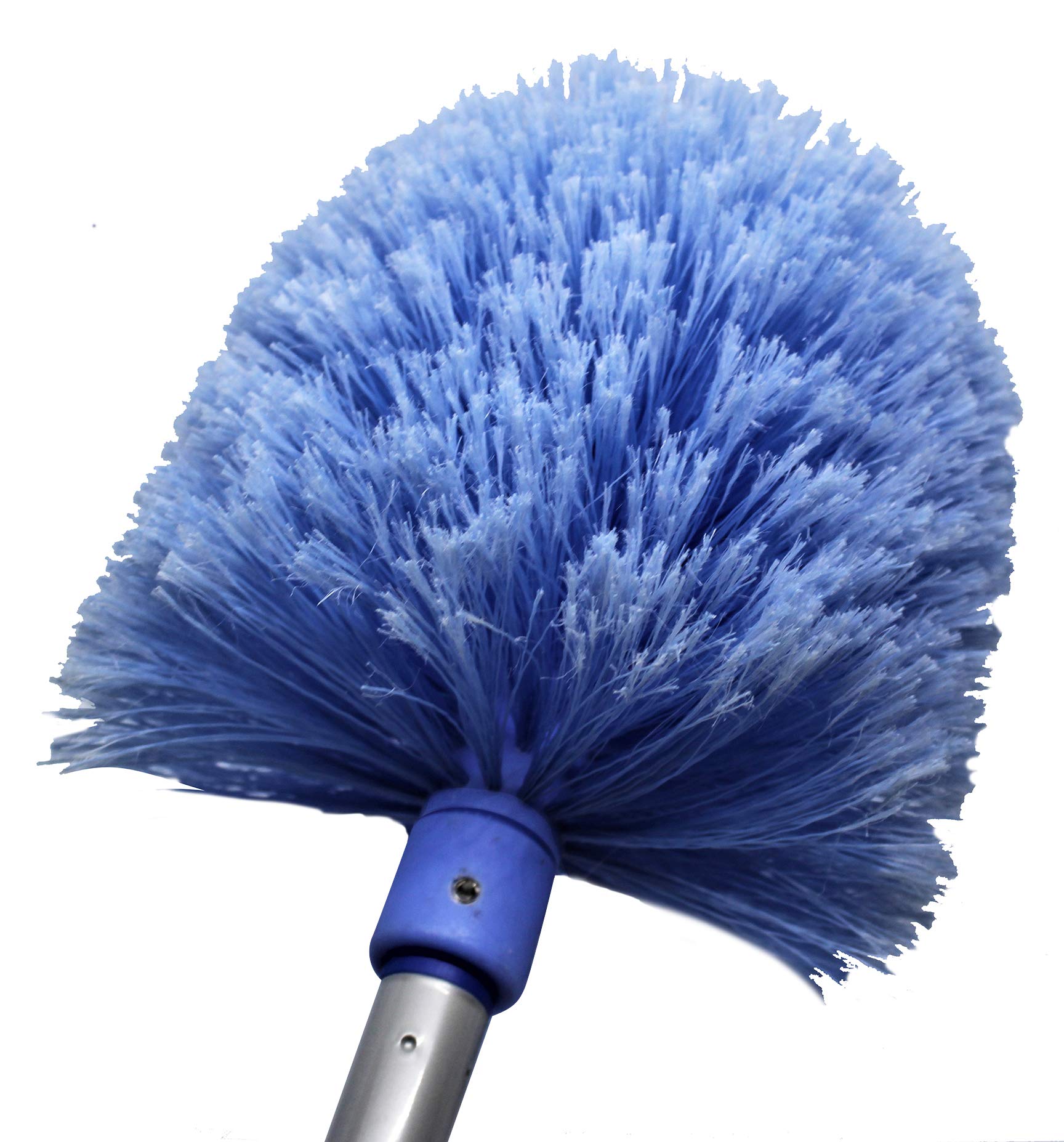 Mister Coolz Cobweb Duster Twist-on/Screw-on Head Attachment with Locking Screw- Ceiling and Corner Duster- Spider Web Duster, Cob Web Brush (Blue)