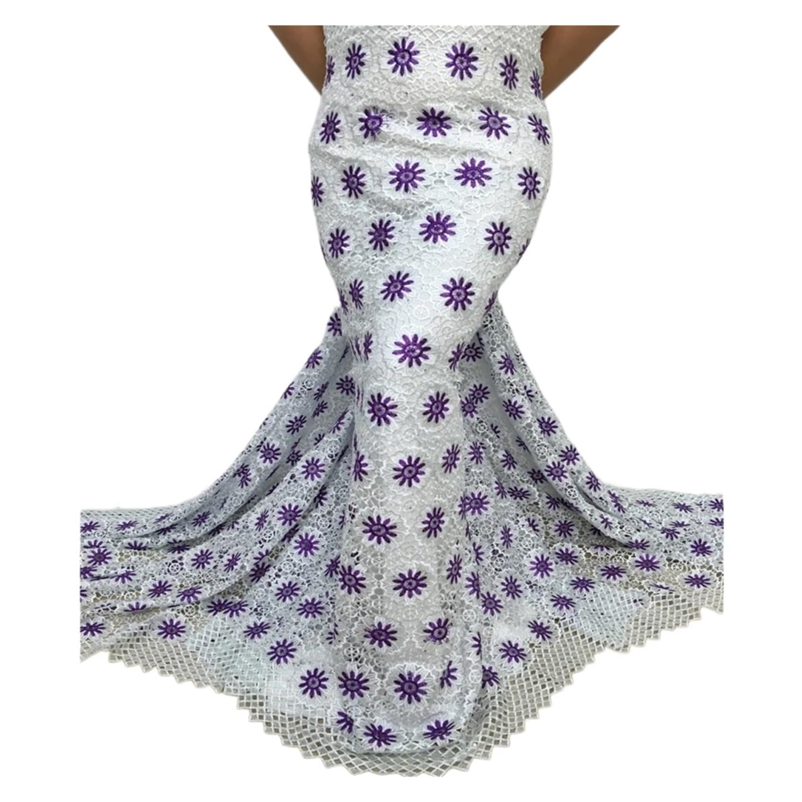 Cordón de guipur nigeriano de 5 yardas, tejido africano soluble en agua for vestido de novia(Cord Lace 5)
