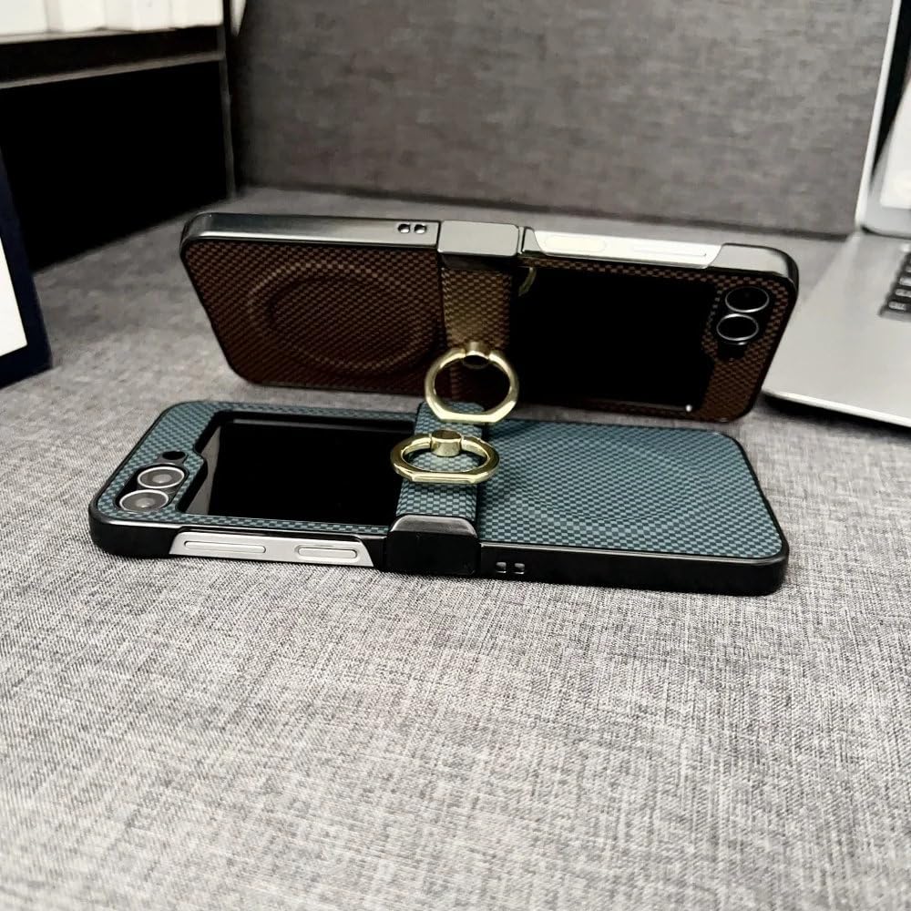 Funda de Cuero con Soporte magnético y bisagra para Samsung Galaxy Z Flip 6, 5, 4, 3 y 5G, Color marrón, para Samsung Galaxy Z Flip5