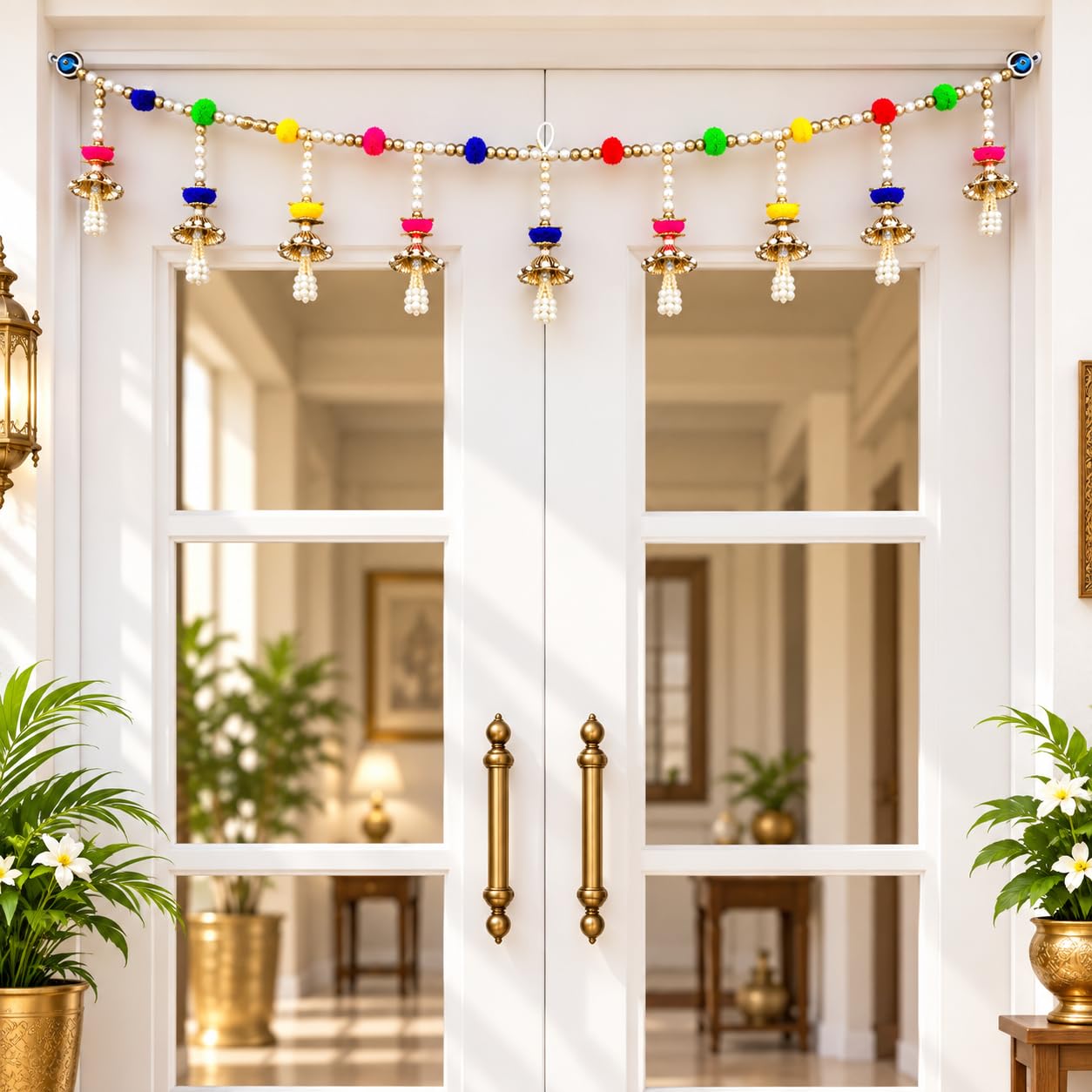 Gold Lotus Toran - Traditional Indian Door Decor -5