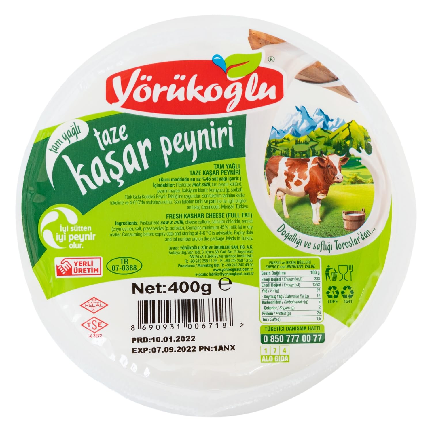 YORUKOGLUKASHKAVAL CHEESE 400GM