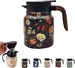 Doresty Vintage Floral Pattern Tea Thermos Built-in Infuser, Raidley Teapot With Infuser Doresty Tea Thermos With Infuser With Handle, Doresty Thermos