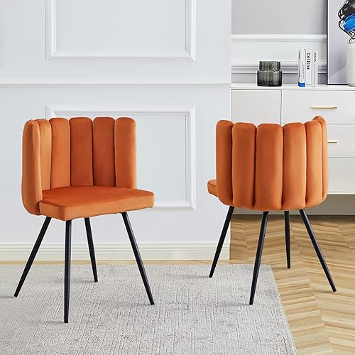Miniatura 8 de CLIPOP Silla decorativa de barril para sala de estar, moderna silla de comedor de terciopelo para cocina, silla de tocador con patas de metal,