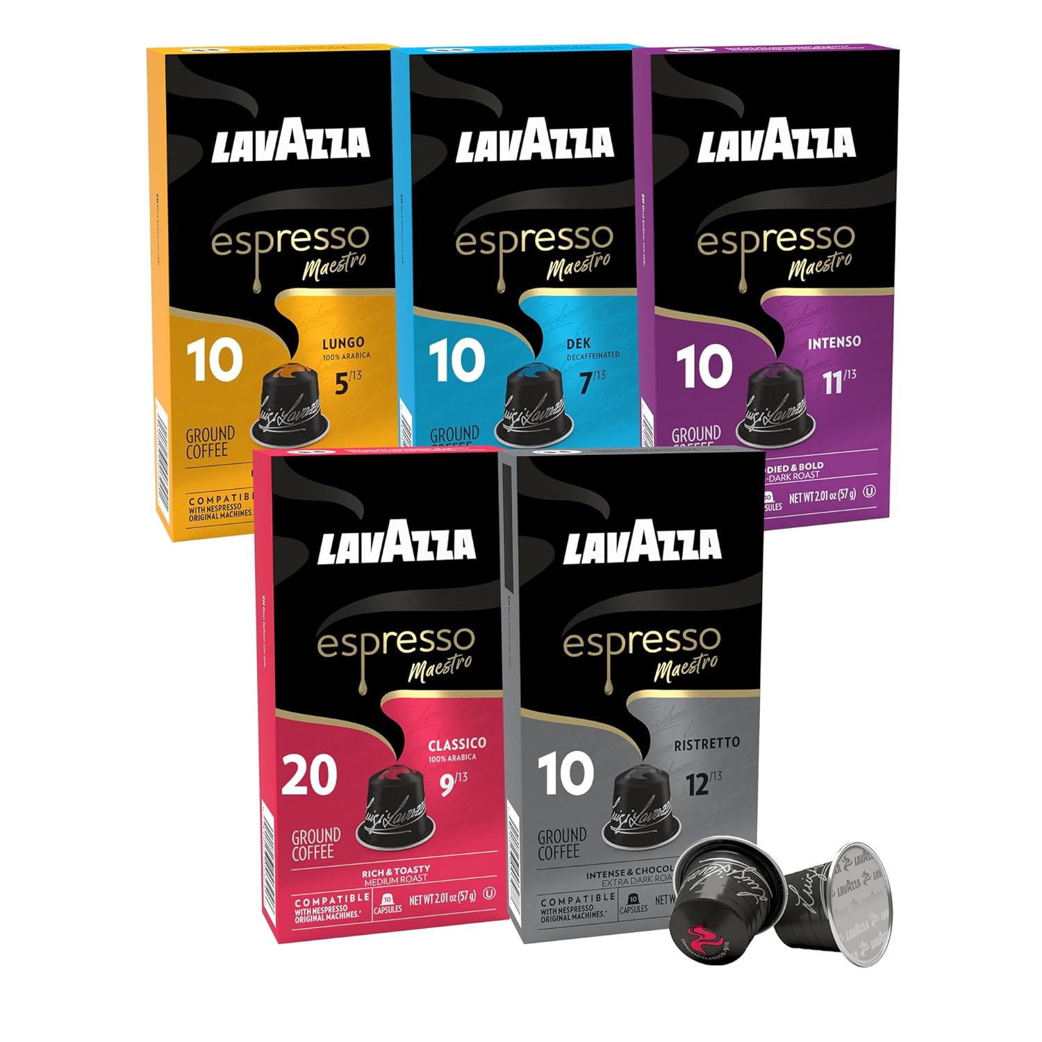 Lavazza Espresso Capsules Compatible with Nespresso Original Machines Variety Pack, 10 Count (Pack of 6)