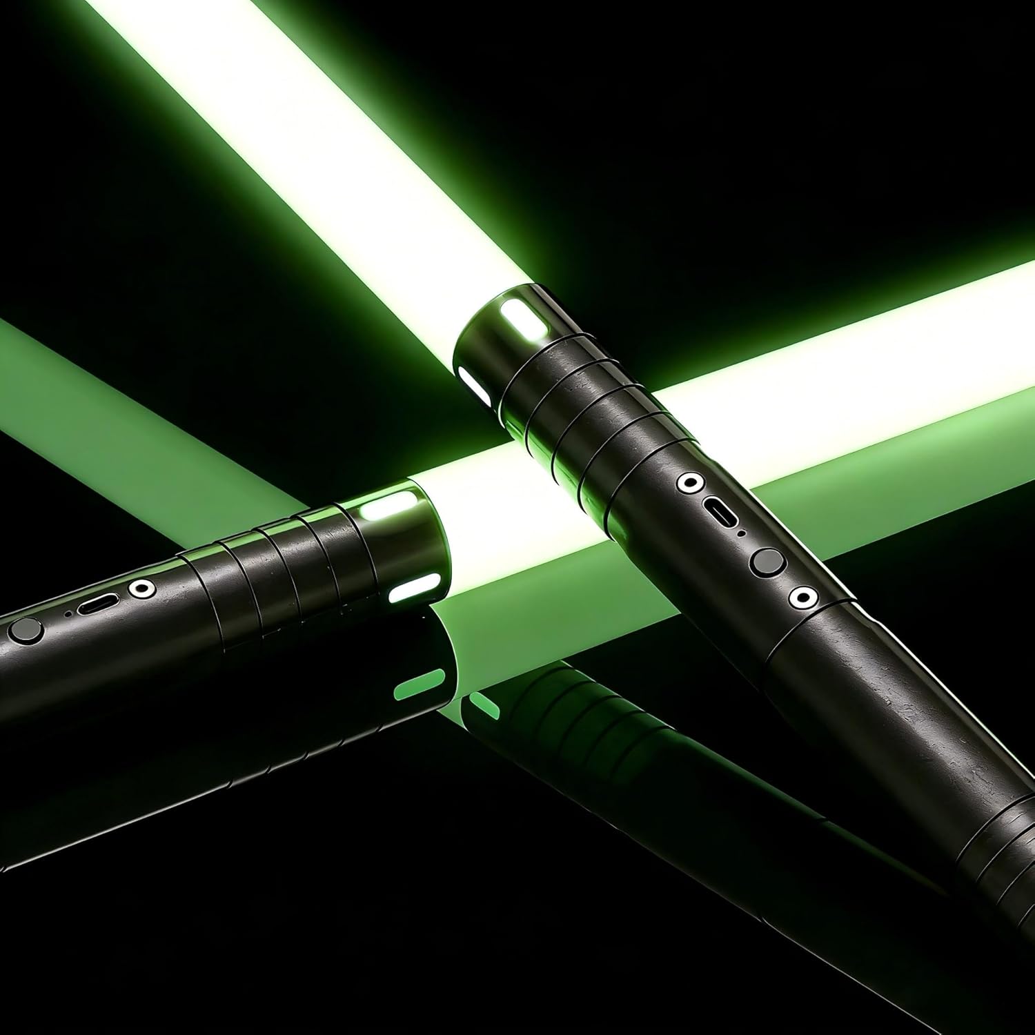 Metal Hill FX Dueling Motion Control Light Saber Heavy Duty Smooth Swing Lightsabers with 16 Sounds Fonts 16 RGB Infinite Color Changing （Black Handle）