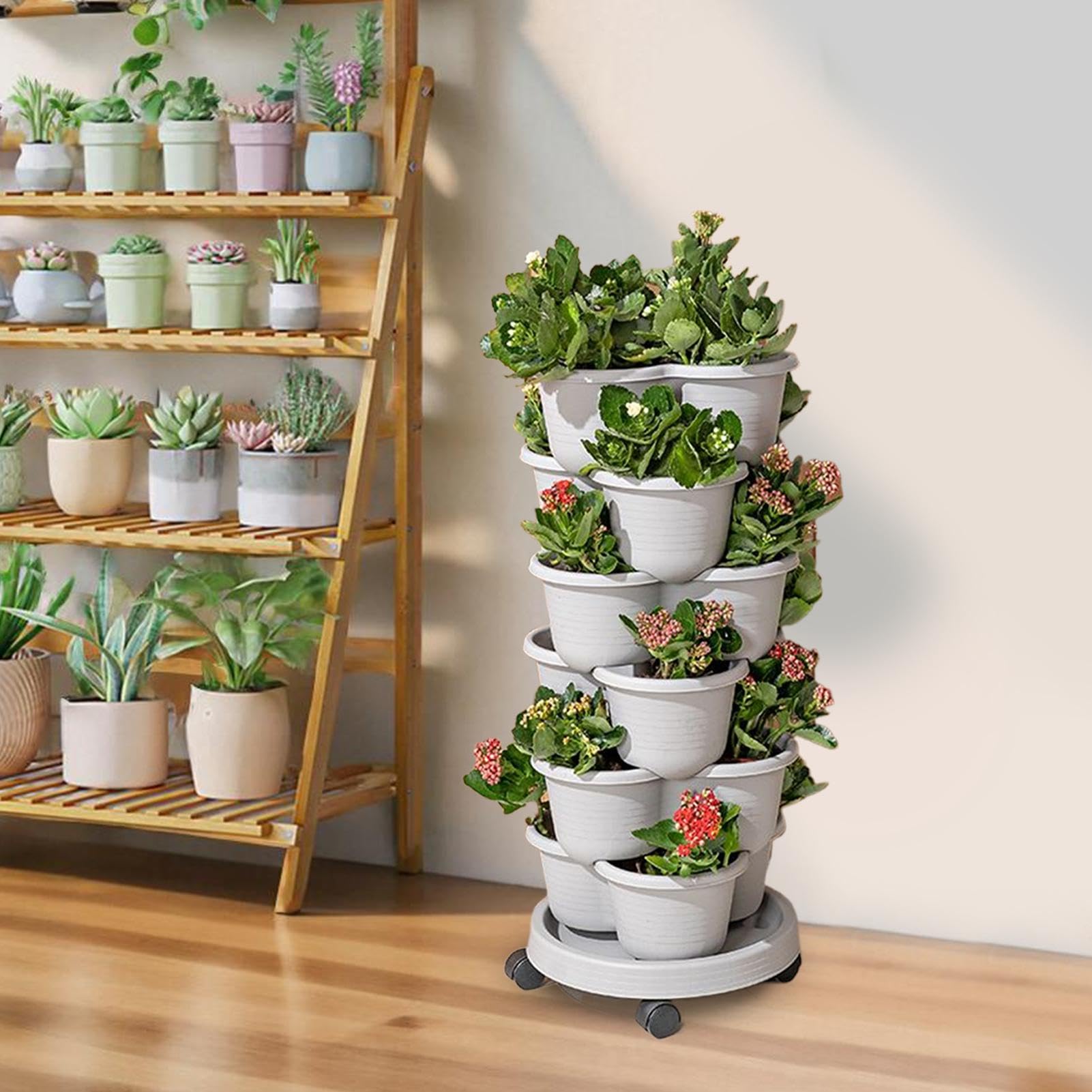Tour à Fraises en Pots 4 Niveaux Empilables pour Jardinage Vertical