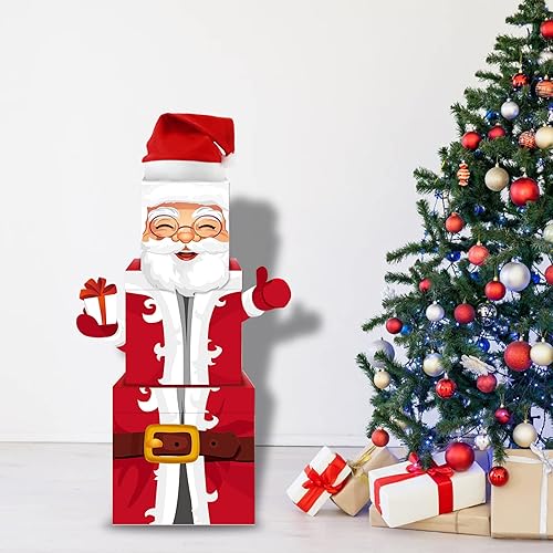 Miniatura 9 de Cajas de Navidad para decoración de 7 piezas, cajas apilables, cajas de regalo de Papá Noel con tapas, cajas de anidación de Navidad para decoración