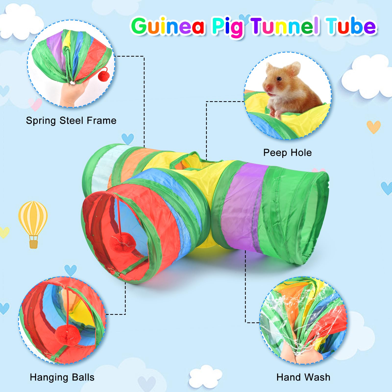 Tunnel Pour Chat 3 Voies Pliable – Avec Balle Jouet – Pour Chat, Chiot, Hamster – Jeu D'intérieur