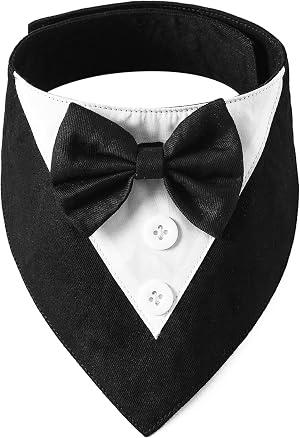 ADOGGYGO Dog Tuxedo Bandana with Bow Tie Wedding Outfit