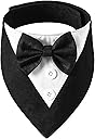 ADOGGYGO Formal Dog Tuxedo, Wedding Dog Bandana Collar with Bowtie, Adjustable Pet Birthday Wedding Tux Outfit for Extra Large Dogs (XL, Black)