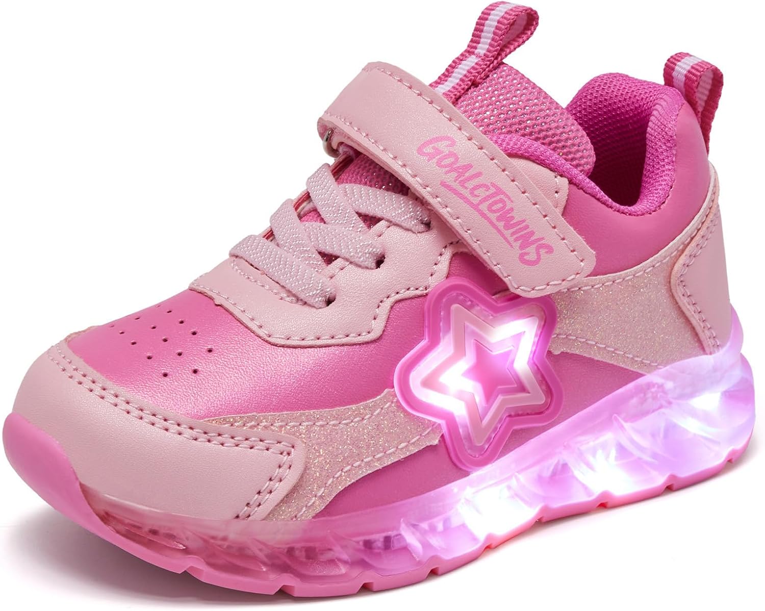 Toddler Light Up Shoes for Girls Boys,Little/Big Kids Non-Slip Led Sneakers with Hook and Loop,Athletic Running Walking Tennis Shoes Size 7-3