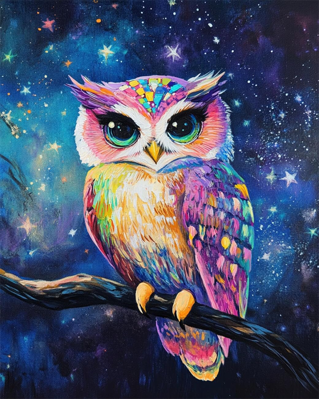 RKFLGEW DIY Bead Embroidery Kits Colorful Owl 50x70cm